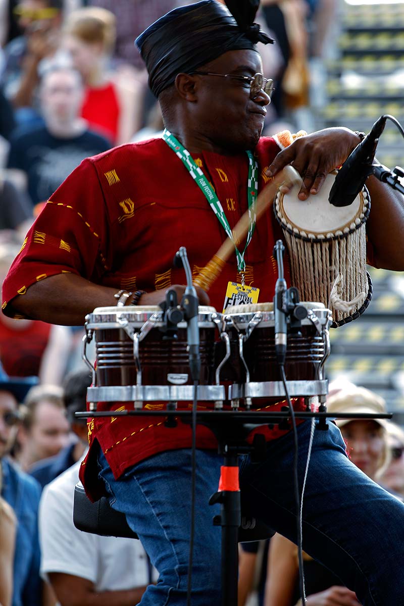 Akinola Famson, Jimi Tenor Band. Photograph: TONY ÖHBERG/FINLAND TODAY