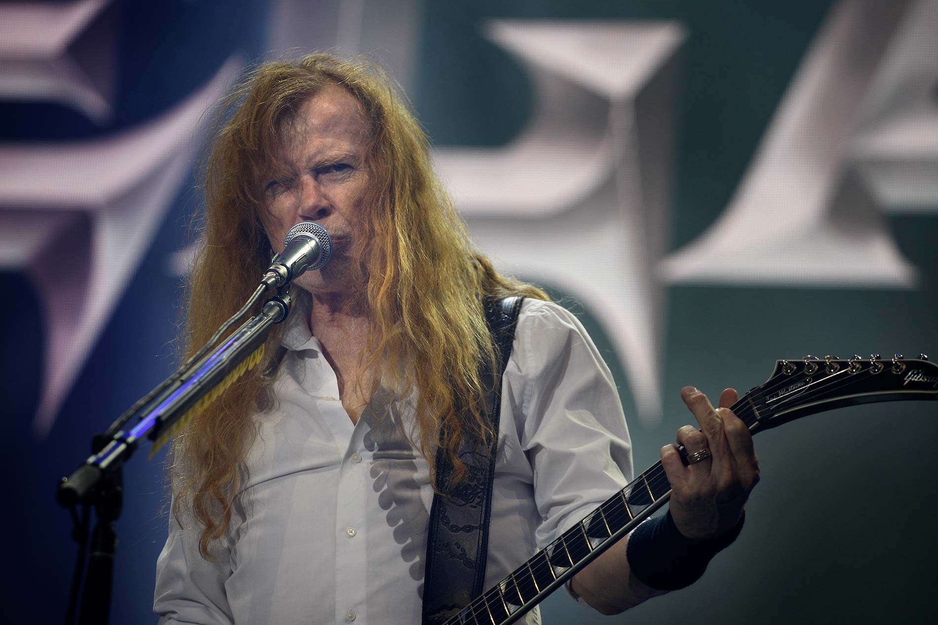 Rain? No problem. Dave Mustaine, 64, proved the faithful don't melt at Tuska Festival in Helsinki on January 26, 2026. Photograph: TONY ÖHBERG/FINLAND TODAY