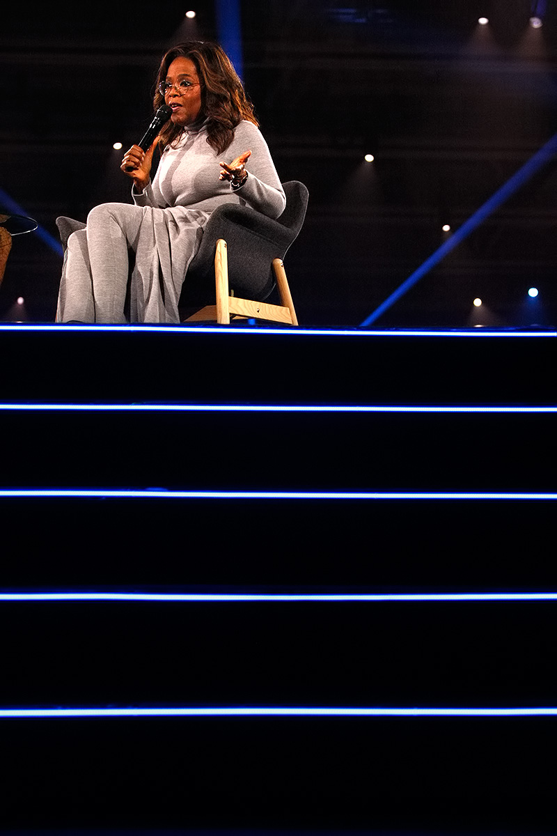Oprah reflects on purpose, preparation and legacy during her conversation with Australian leadership strategist and author Holly Ransom. Photograph: TONY ÖHBERG/FINLAND TODAY