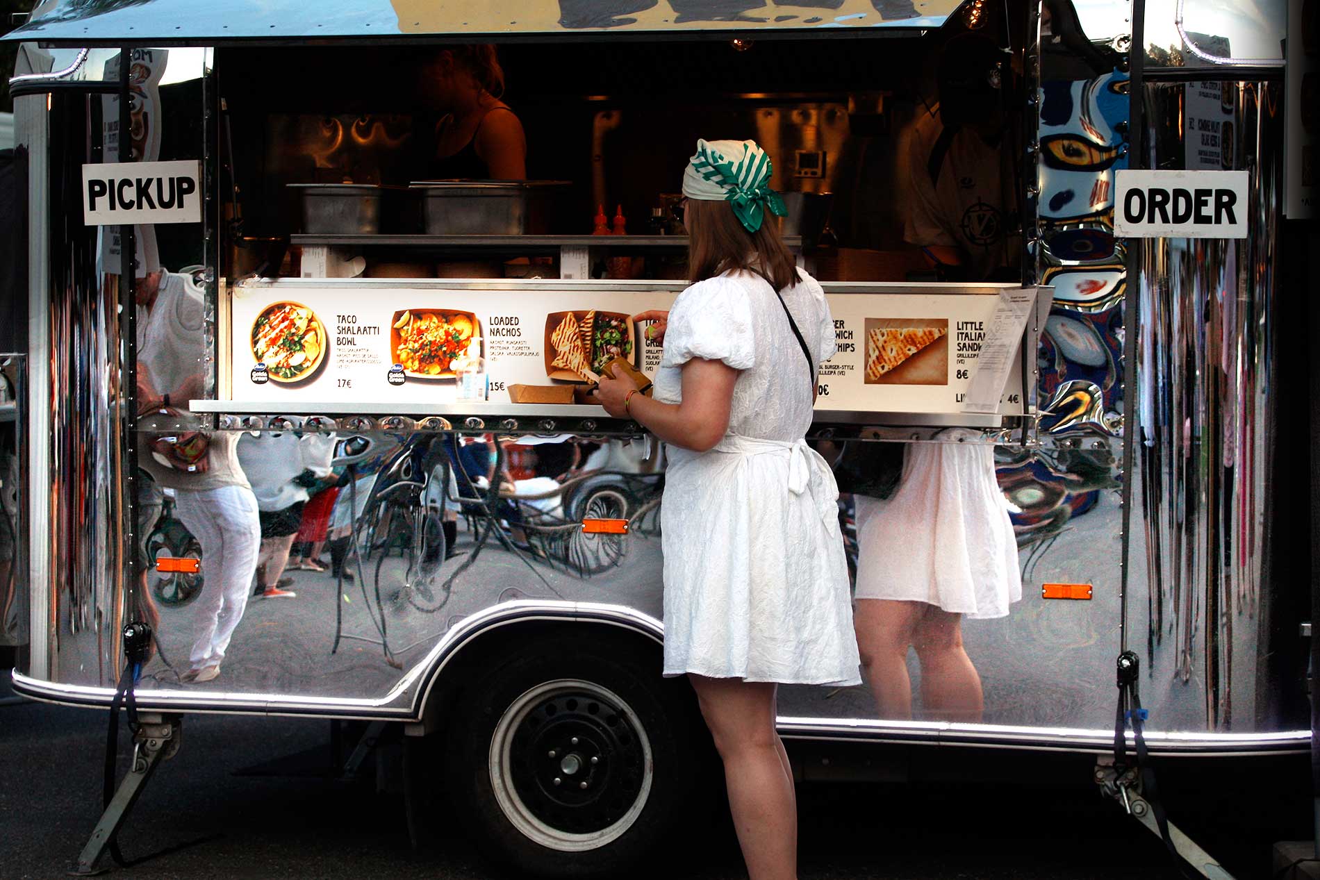 Festivalgoers turn to Finland-based Rebl Eats for a quick vegetarian bite. Photograph: TONY ÖHBERG/FINLAND TODAY