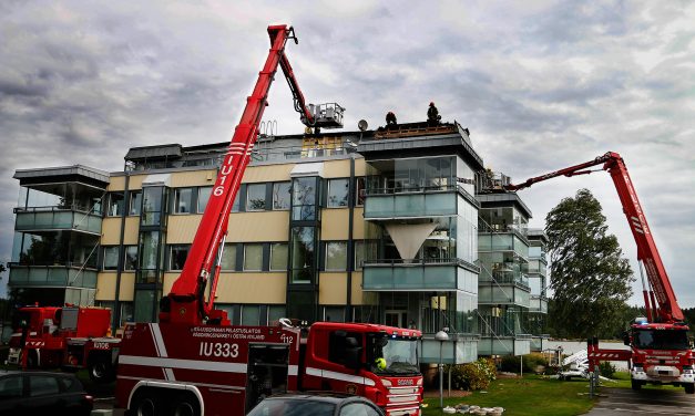 Roof of an Apartment Building Bursts into Flames in the Southern City of Loviisa
