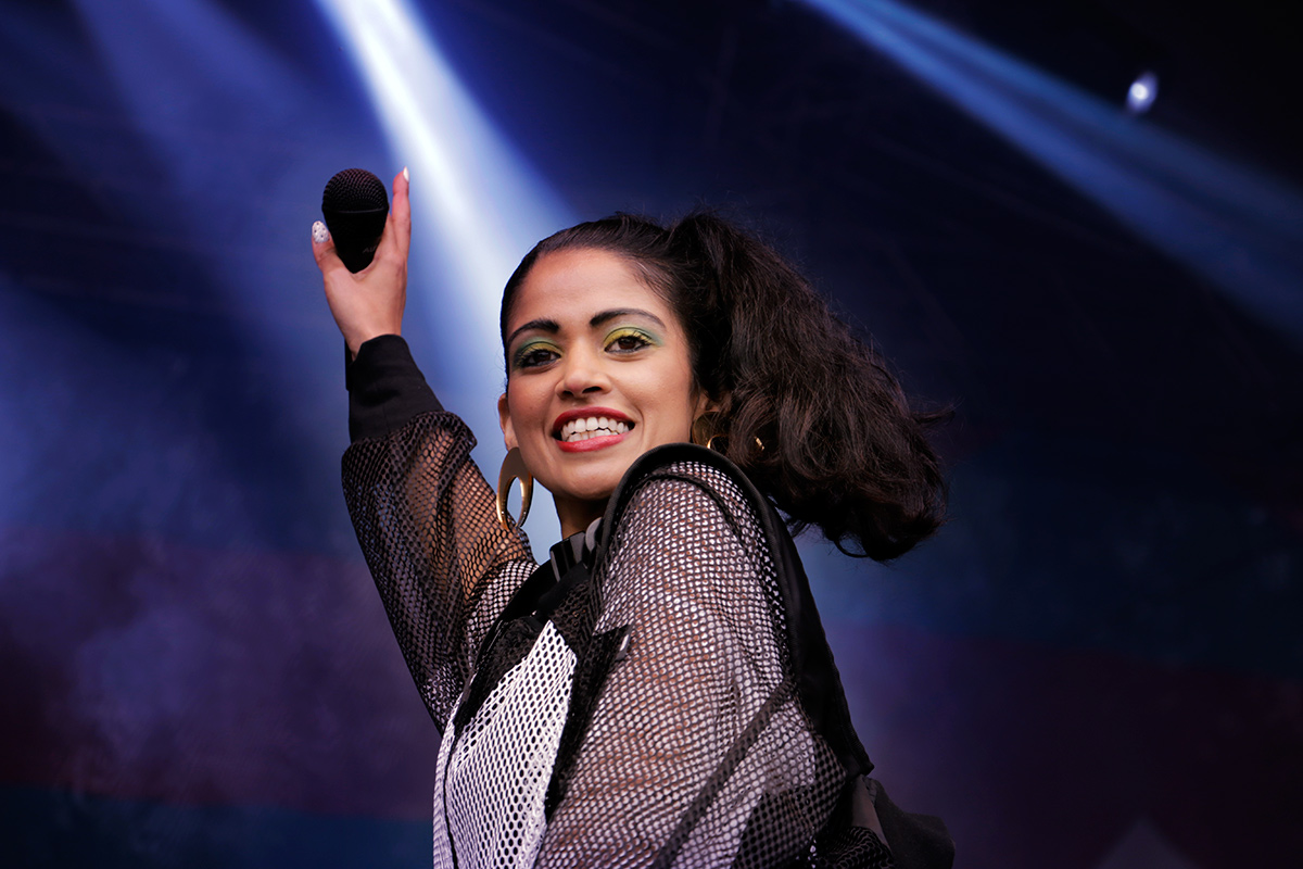 Shivani Ahlowalia with American and Indian roots was the definite highlight of Saturday. She charmed the audience with serious bass infused beats with her group Alo Wala. Picture: Tony Öhberg for Finland Today