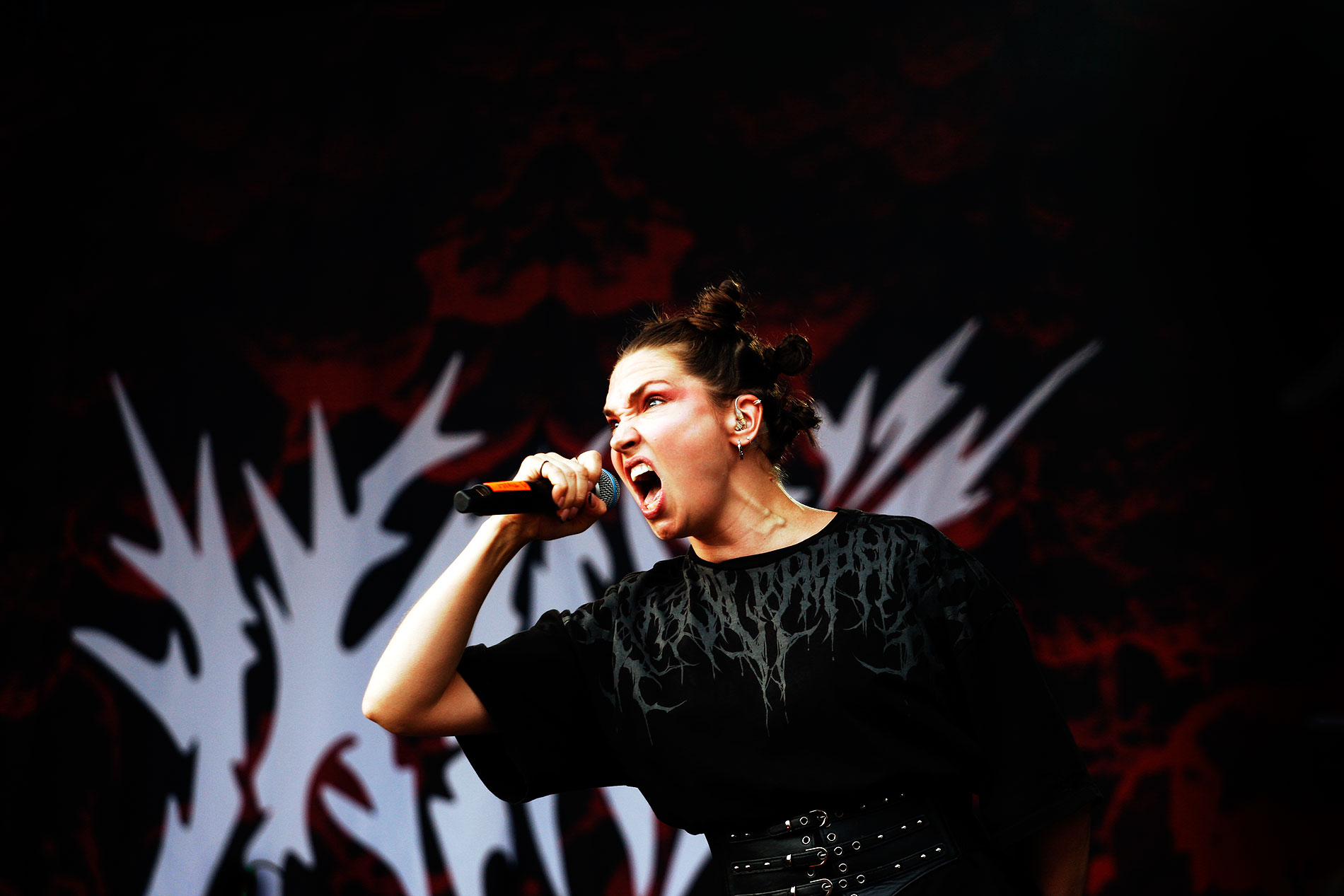 Tuuli Paju leans into the mic and the moment turns all menace, all metal. Photograph: TONY ÖHBERG/FINLAND TODAY